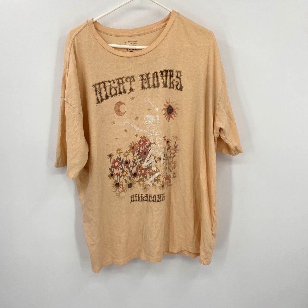 Billabong Night Moves Oversized Skeleton Tee Shirt Large